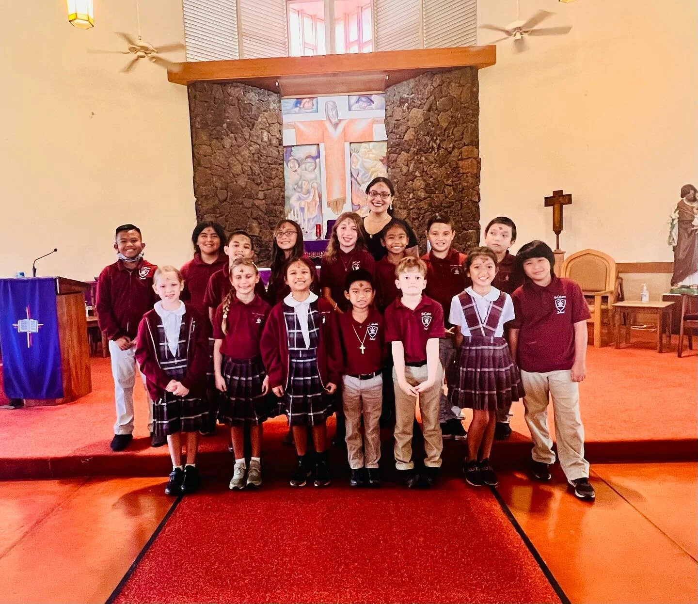 Ash Wednesday Mass�?��?.. Thank you Fr. Dario for celebrating the mass and for 3rd and 4th graders leading the mass.
#ashwednesday 
#stcatherinekauai
#catholicschool
#privateschool
#education
#faith
#service
#hawaiicatholicschools