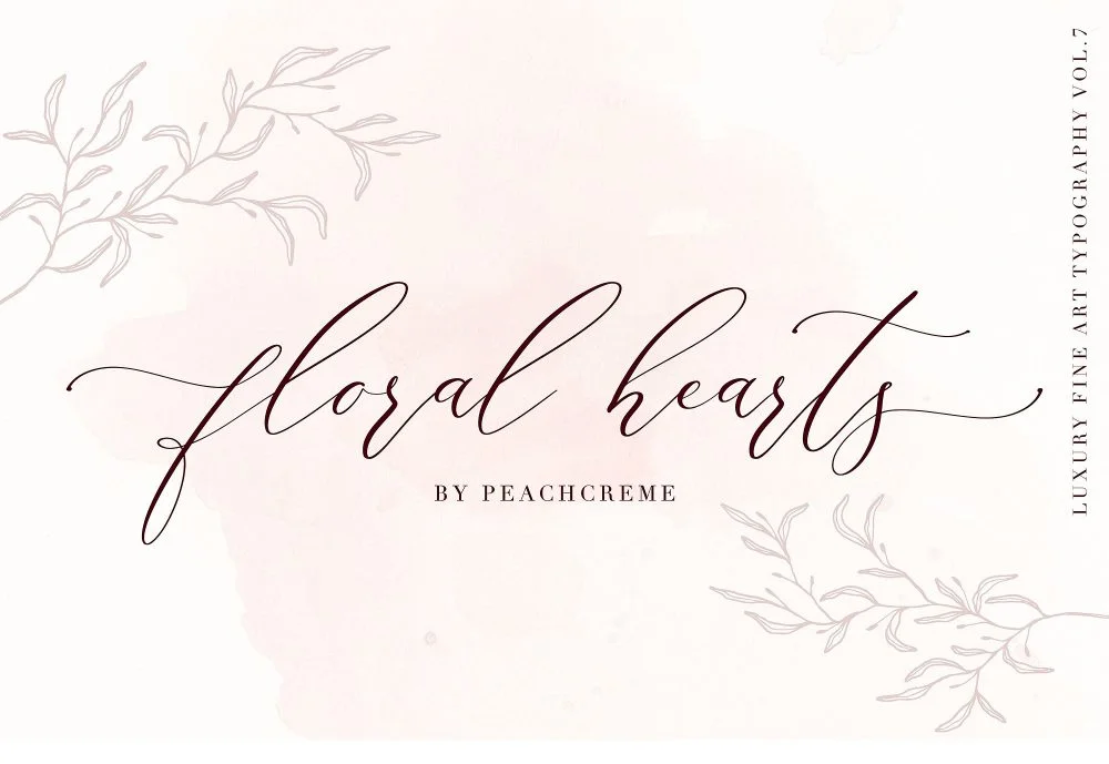 Sixty Eight Ave - 100 Stylish Fonts - Floral Hearts