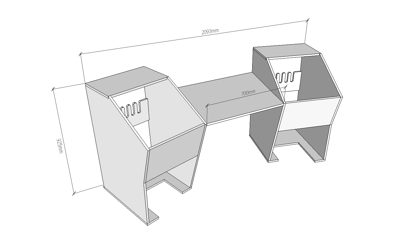 Hybrid desk dimension sample
