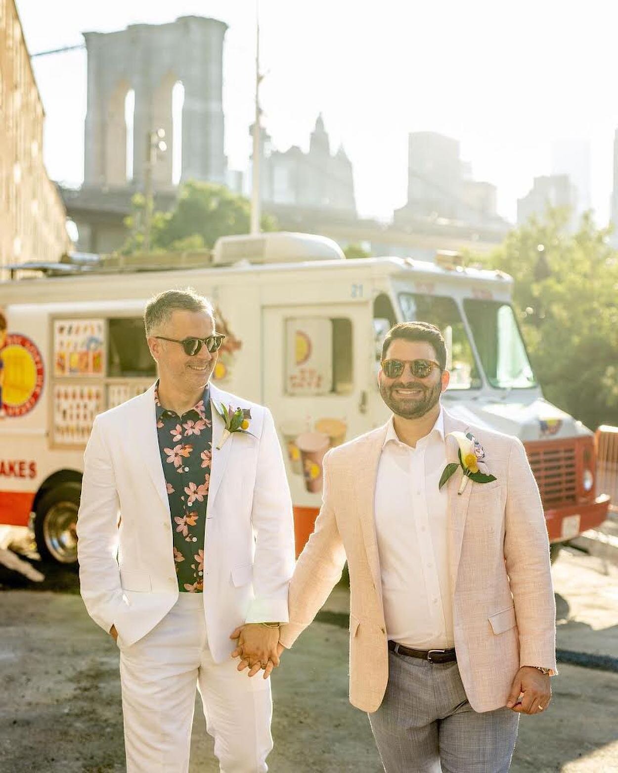 Is there any more dope way to elope in New York City than this? 
. 
Rick &amp; Eric said &ldquo;I Do&rdquo; with @yourroyalweddingofficiant. Ice cream trucks, by the Brooklyn Bridge.. a tiny elopement and the chance to share their personal vows,  as 