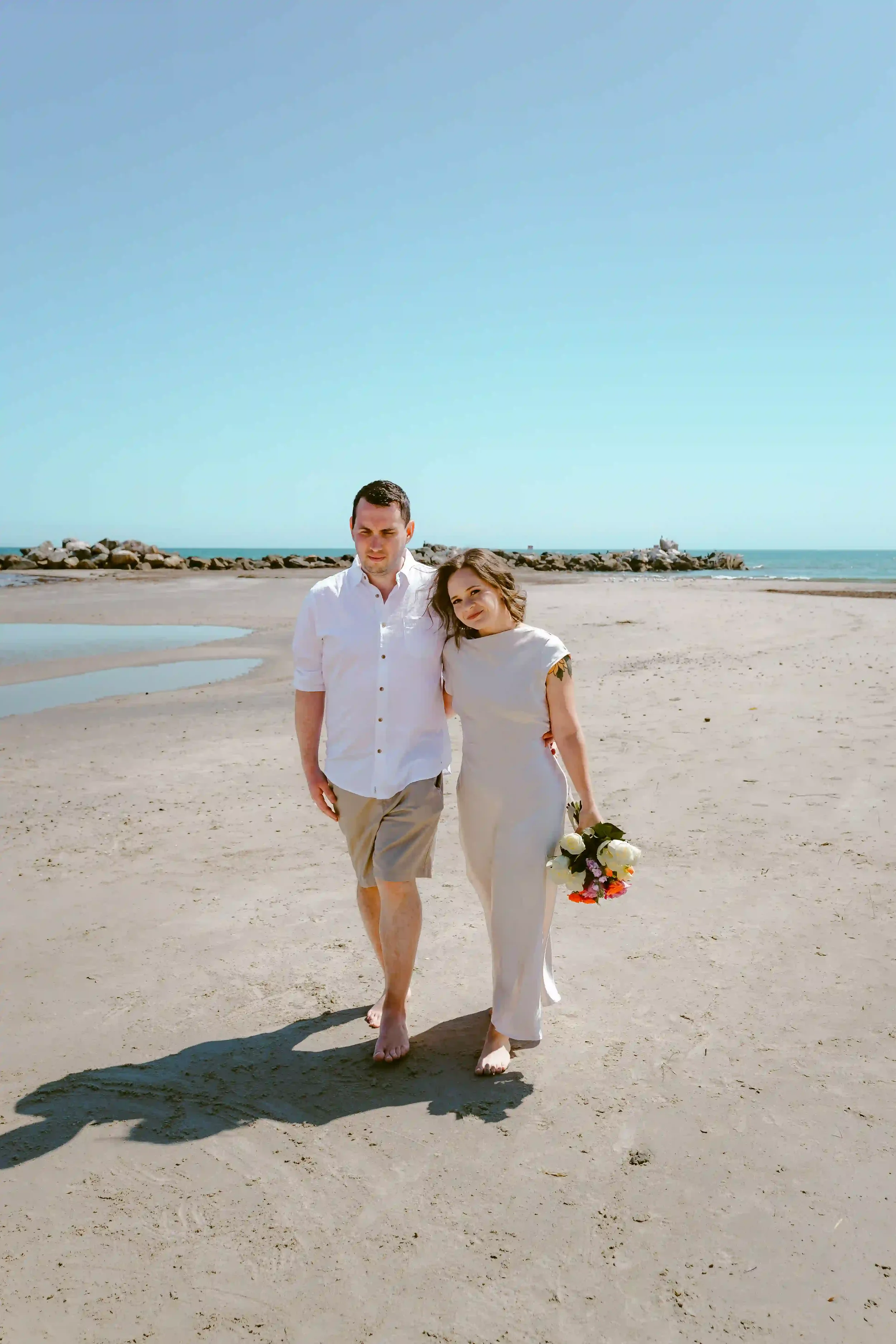 Couple who got married on the beach at Busselton Geographe Bay with I Do Drive Thru — elopement celebrant from $400