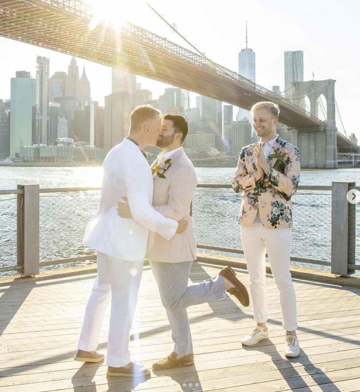 I Do Drive Thru officiant Eric marrying two men under the Brooklyn Bridge New York — elopement officiant from $500