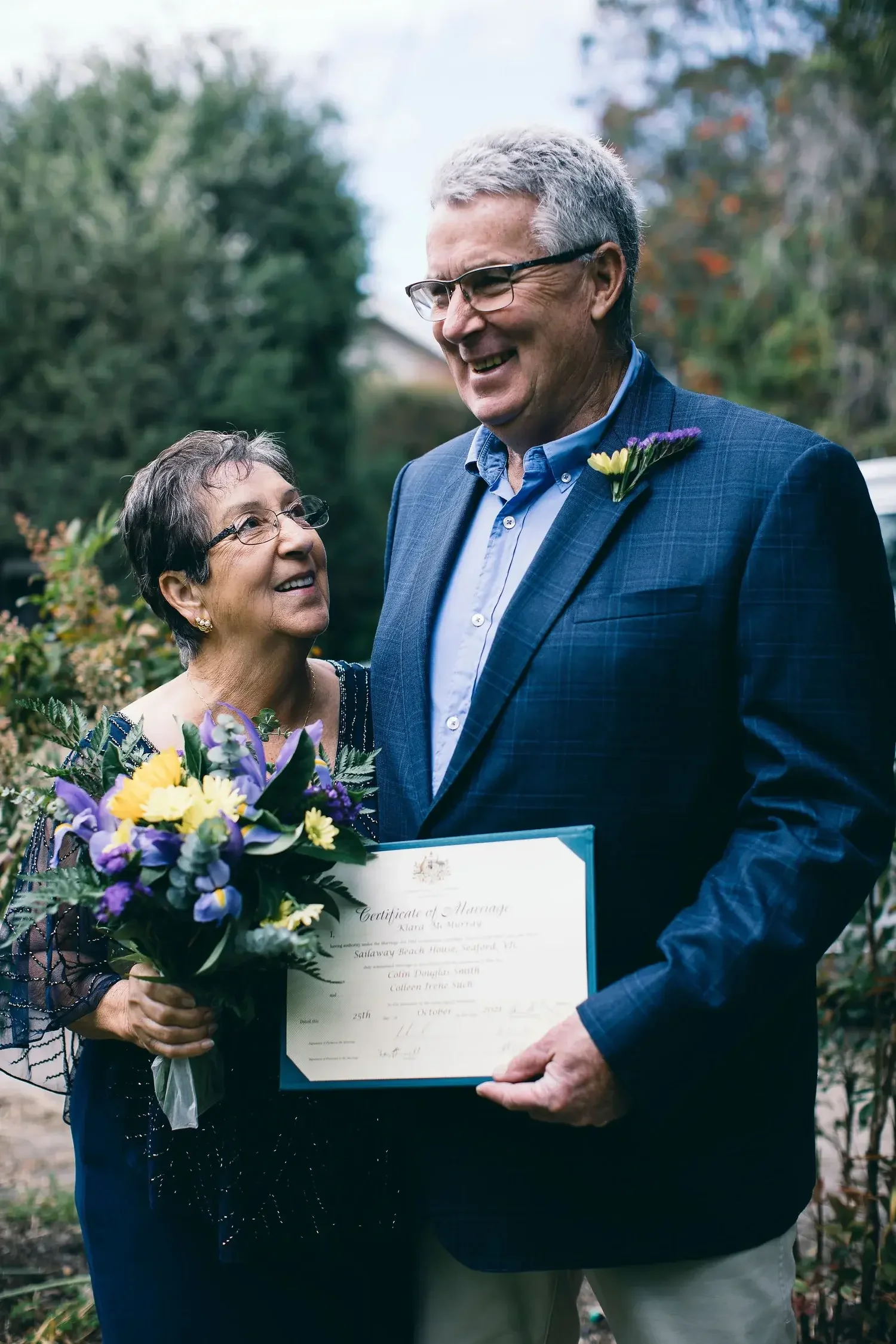 Elderly couple getting married at Nara Peace Park Canberra with I Do Drive Thru — elopement celebrant from $400