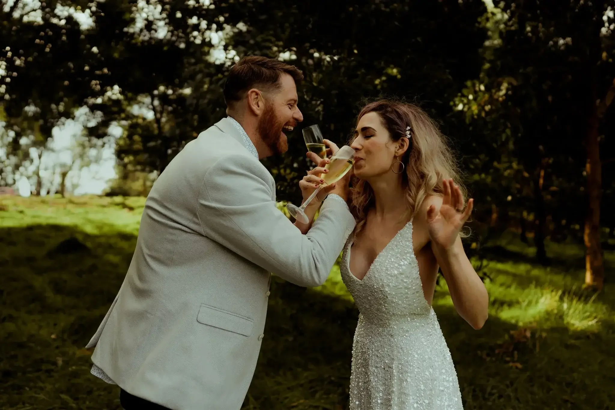 Couple celebrating their elopement at a cellar door in the Yarra Valley with I Do Drive Thru — elopement celebrant from $400