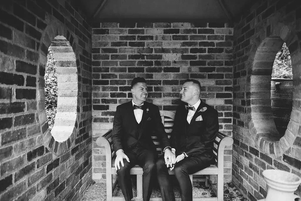 Same sex male couple after eloping in McLaren Vale South Australia with I Do Drive Thru — LGBTQ+ elopement celebrant from $400