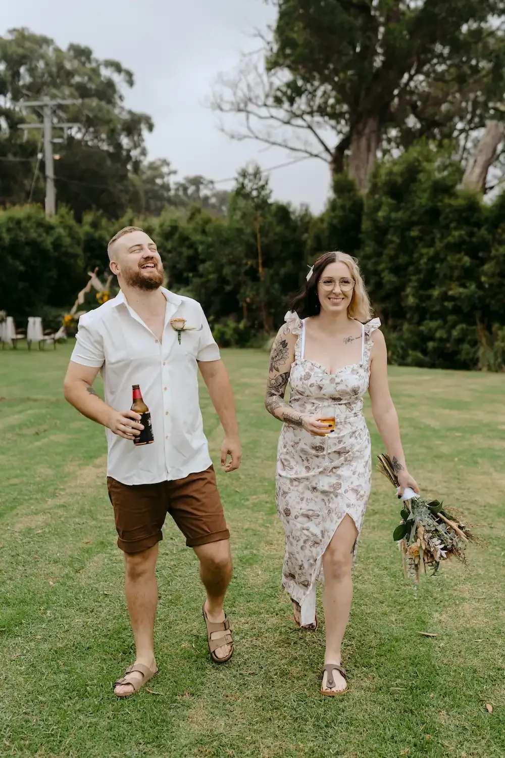 Couple having a micro wedding in a Brisbane park with I Do Drive Thru — elopement packages from $400