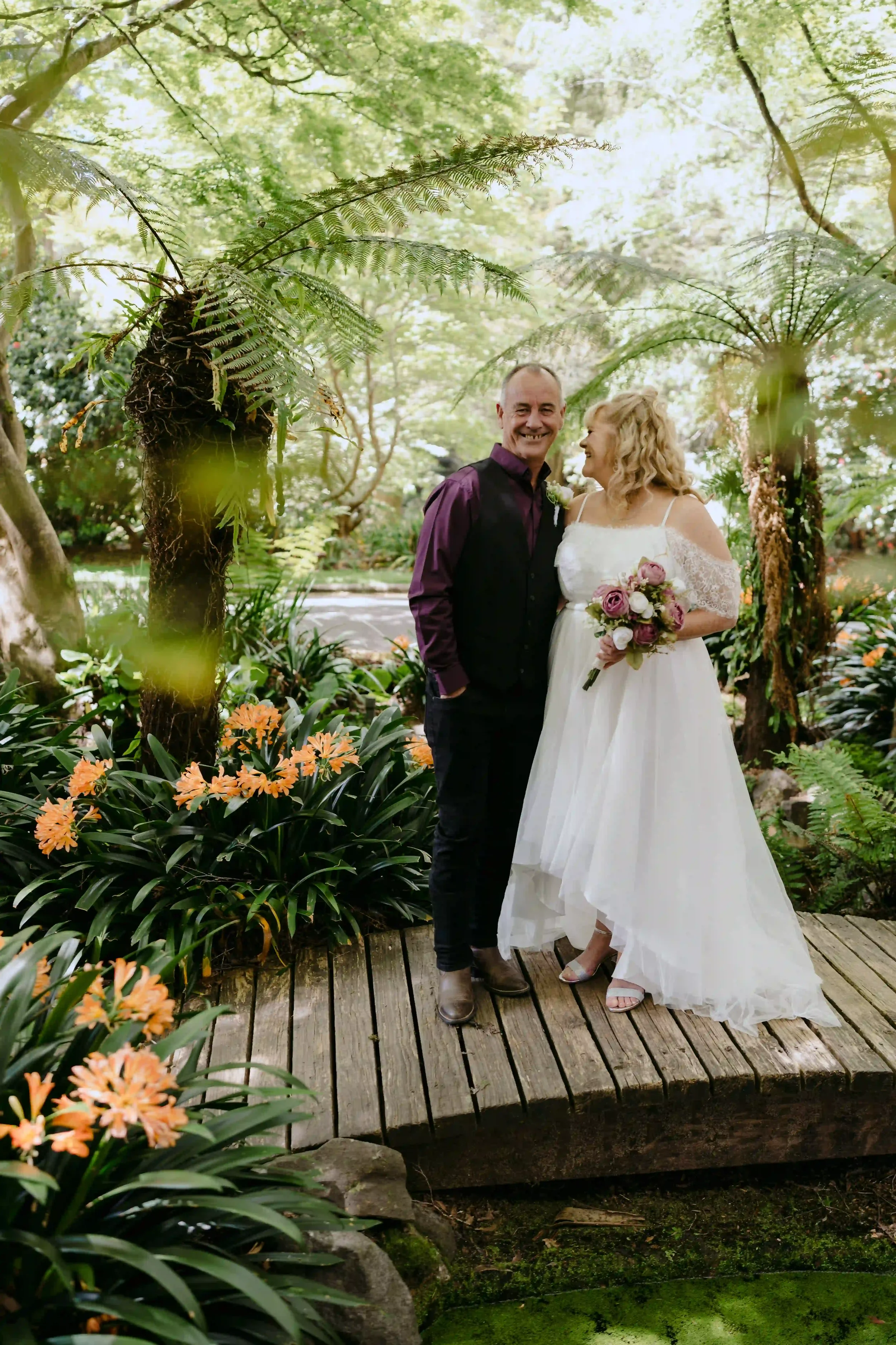 Couple just married in the Redwood Forest Warburton Yarra Valley with I Do Drive Thru — elopement celebrant from $400