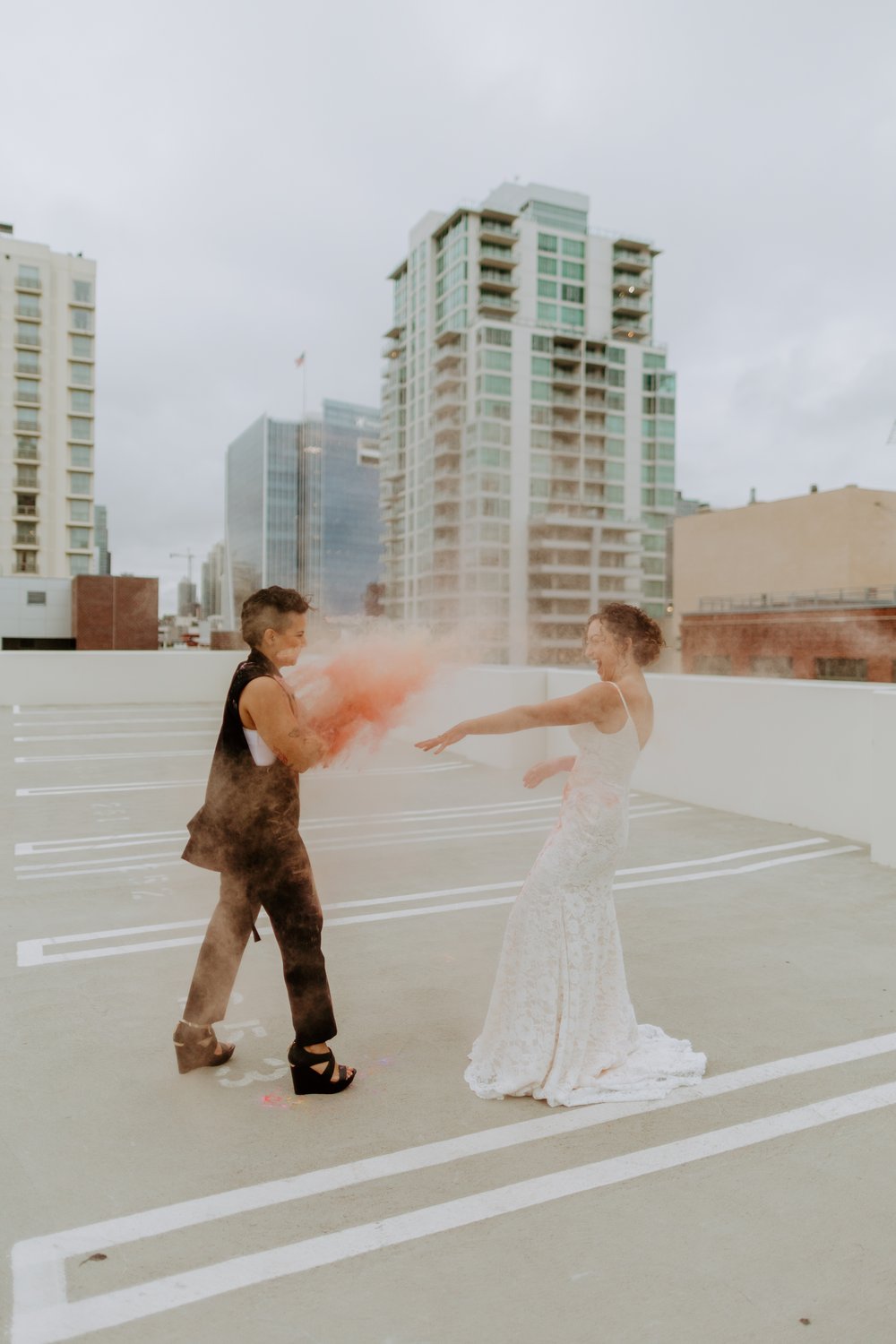 Paula + Steph Elopement Smoke Bombs Balboa Park Chalk Rooftop Photo Shoot-119.jpg