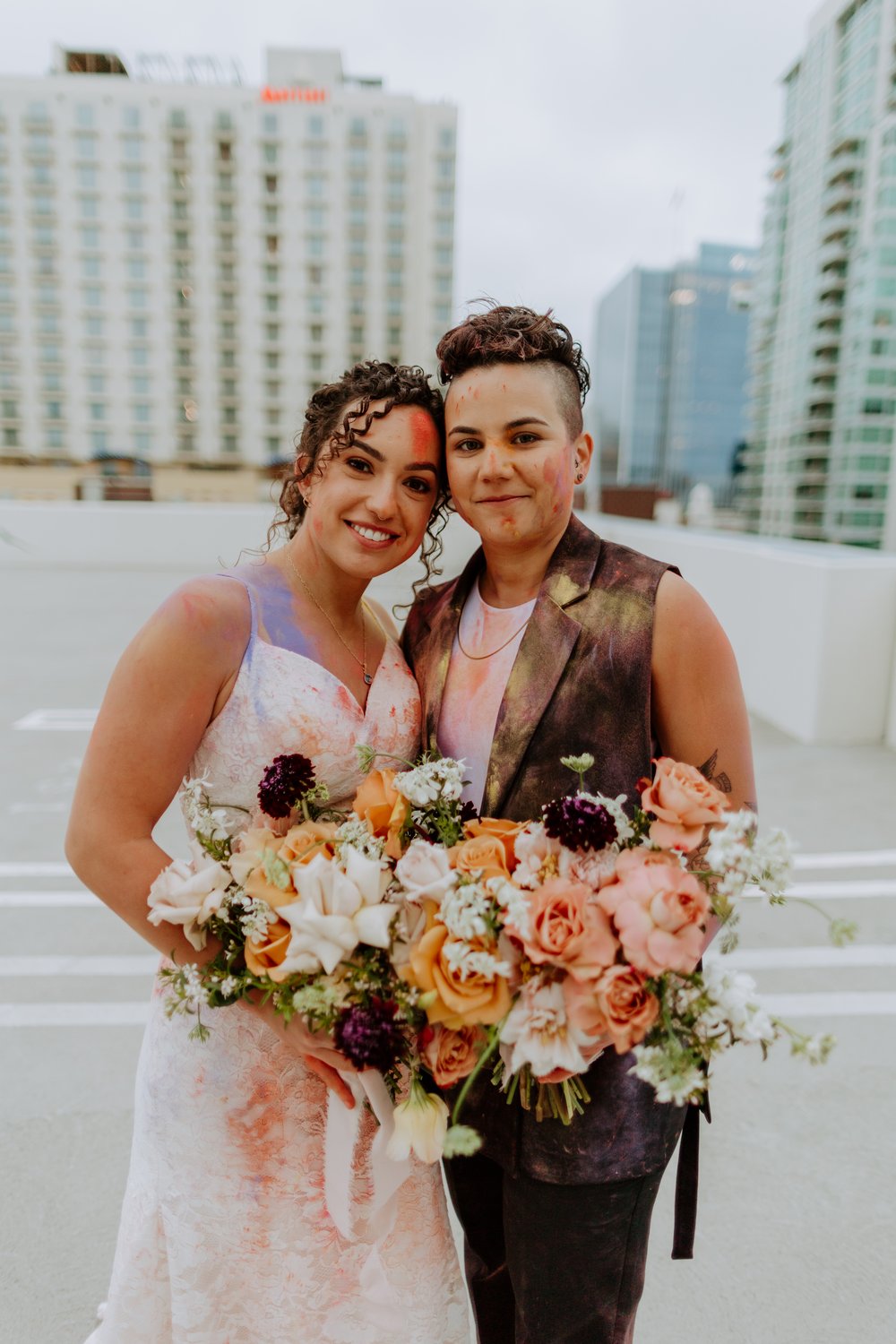 Paula + Steph Elopement Smoke Bombs Balboa Park Chalk Rooftop Photo Shoot-160.jpg