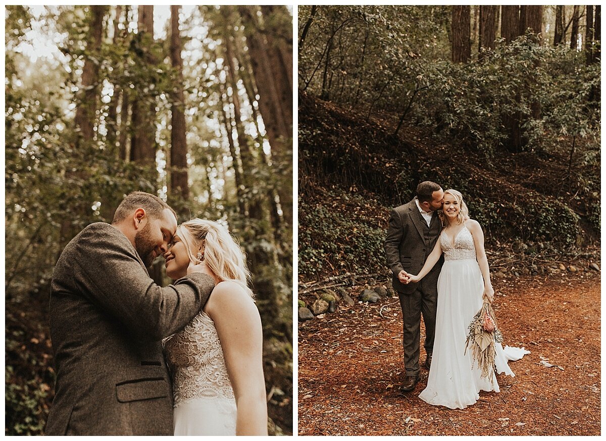 bride and groom redwood