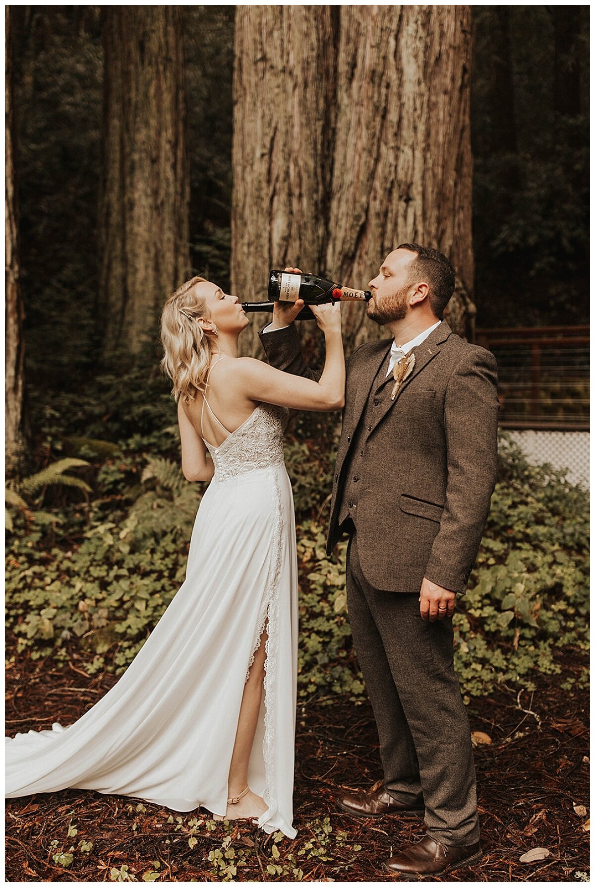 bride and groom toasting