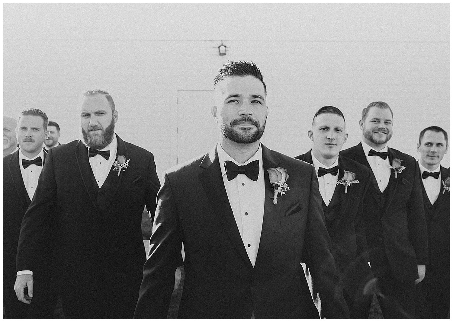 groom and groomsmen black and white