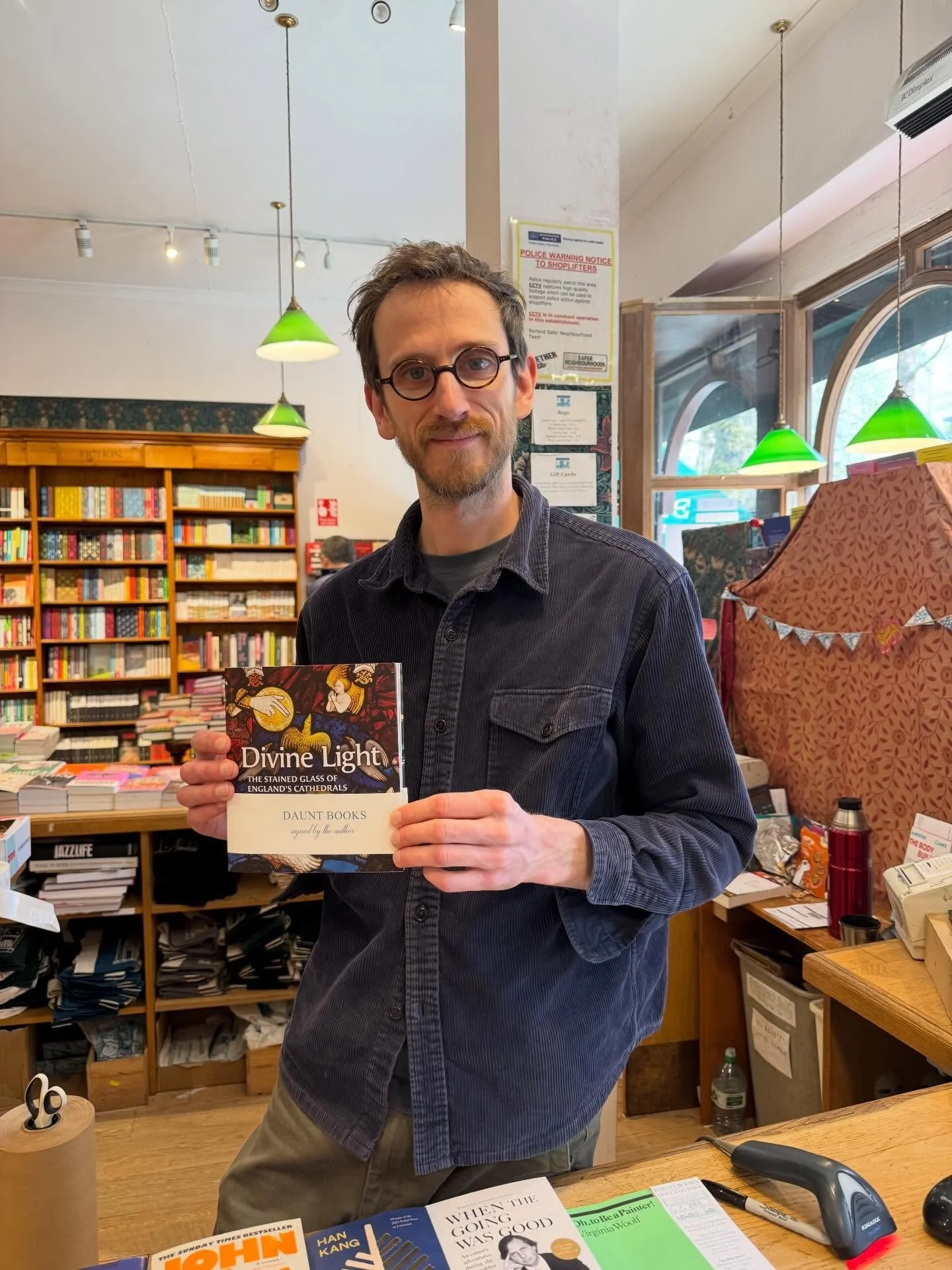 Thrilled to find Divine Light, the Stained Glass of England&rsquo;s Cathedrals at my local @dauntbooks, in a prominent position and now signed by the author! Do pop in if you&rsquo;re nearby. ✨📖