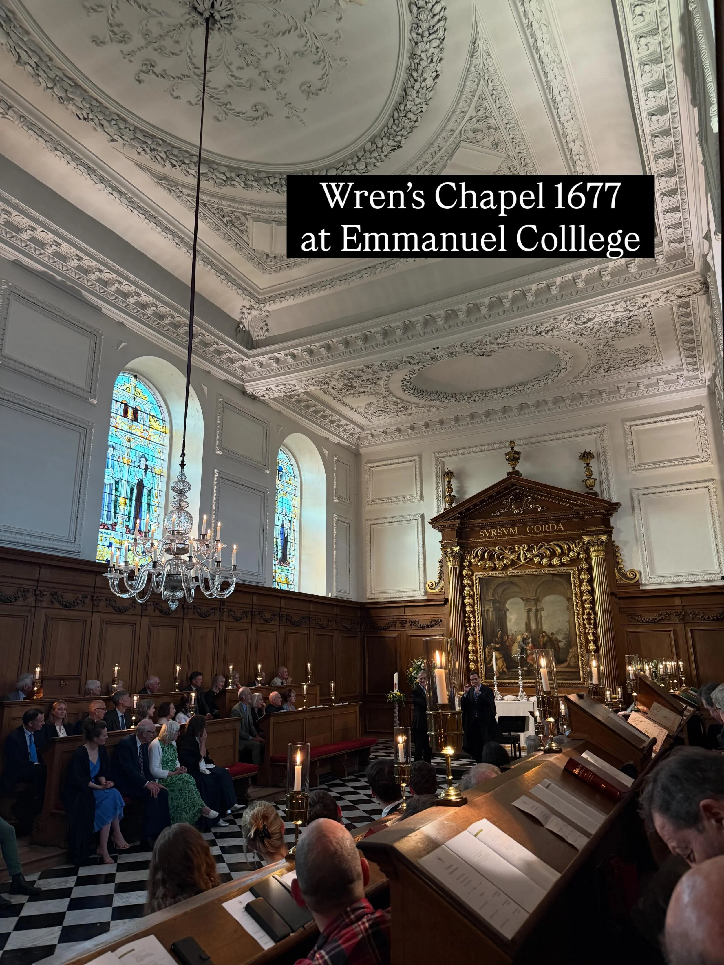Otherworldly experience in Wren&rsquo;s @emmanuelcambridge College Chapel

One year before its 350th anniversary, to sit in Sir Christopher Wren&rsquo;s chapel (&amp; the third building he designed) listening to Raphael Wallfisch play Suites 1&ndash;