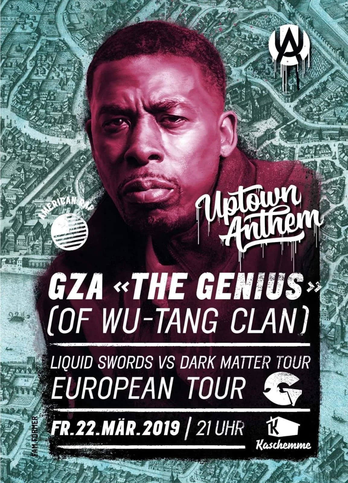 Fr. 22.03.2019 (sold out) Uptown Anthem: GZA – The Genius (Wu-Tang Clan) Support: Chilz (K.W.A.T) Pre- & Afterparty: DJ Tray & DJ Philister