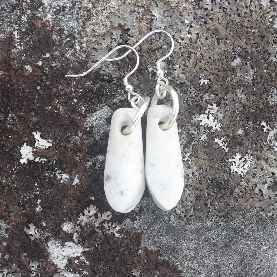 Here are a selection of our currently available handcarved stone earrings on sterling silver hooks and rings.

Each pair is a one off and will not be repeated, as it is based on the natural pattern and character of the stone.

These earrings are part