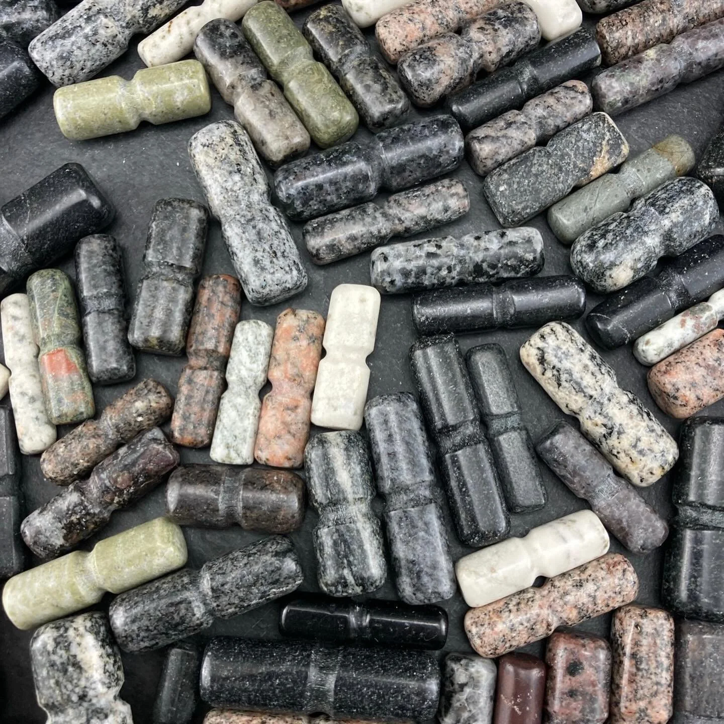 Hand carved traditional stone toggles 
Fastenings from the Neolithic just as valid today

#gneiss #stone #fastenings #toggle 
#outerhebrides