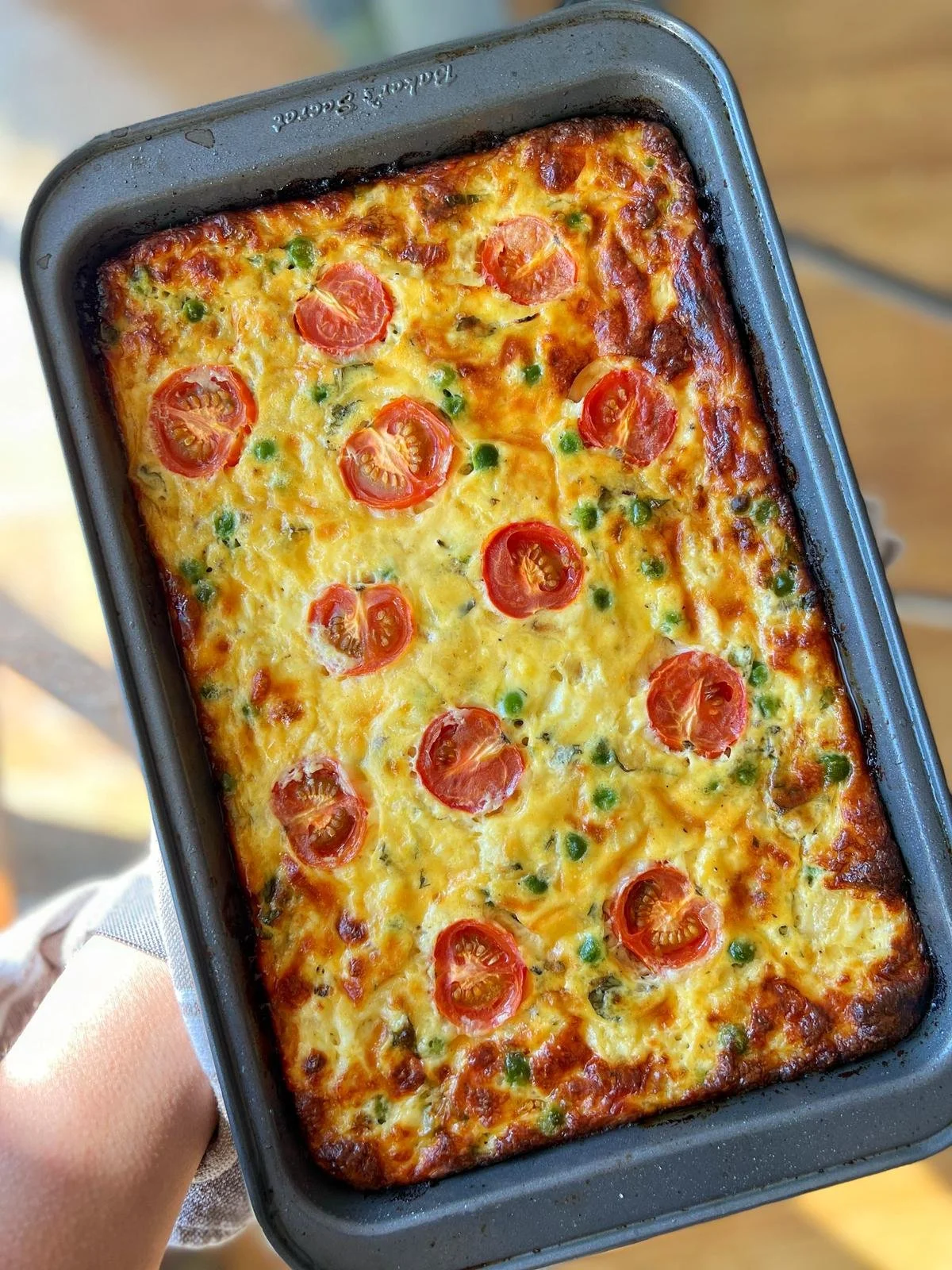 Pea, Zucchini and Ricotta Frittata with Cherry Tomatoes