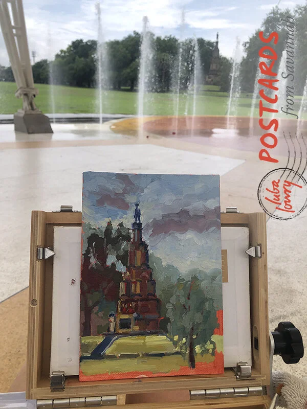 Luba’s Confederate War Memorial painting in progress.