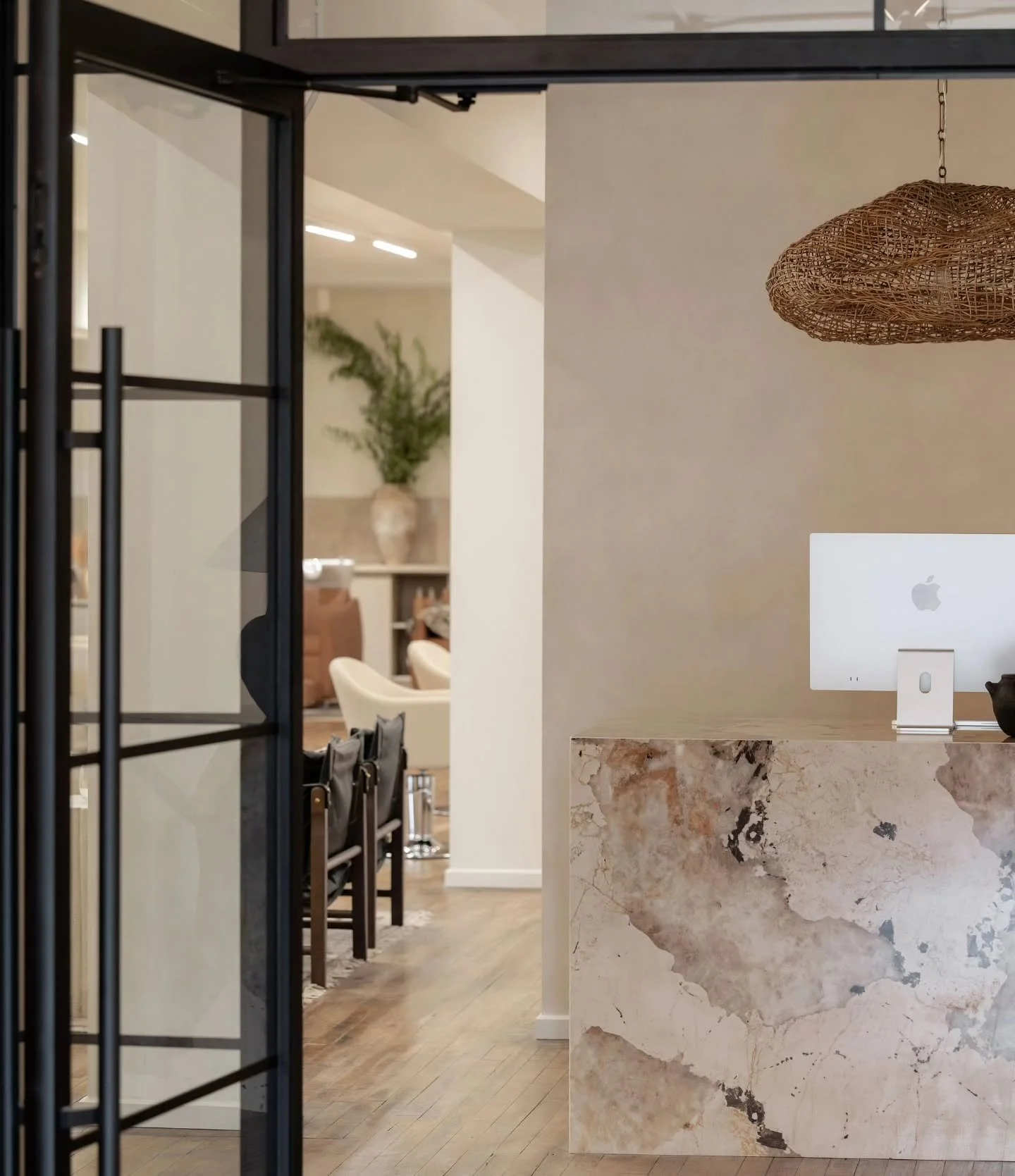 It's about dang time!! We are finally sharing a first look at the reception area we designed at @thatchandfringe! This project was an absolute whirlwind, completed start to finish in about 5 months! Let me tell you I had my doubts that it could be do