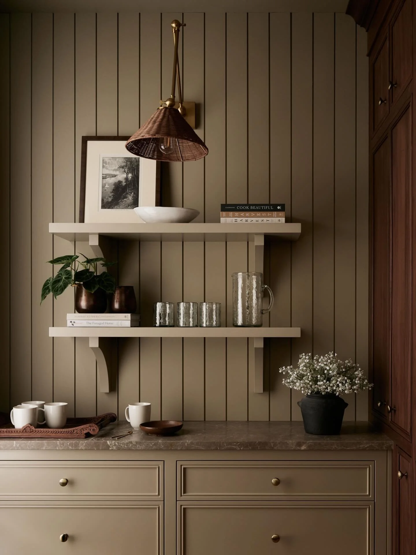 A pantry that is made to be seen &amp; used! 

Colour wrapped and paired with a gorgeous walnut and a warm marble countertop, she&rsquo;s here to make a quiet statement! 

#ProjectTillsonburg

Design by @ambianceinteriors
Photography by @patrickbille