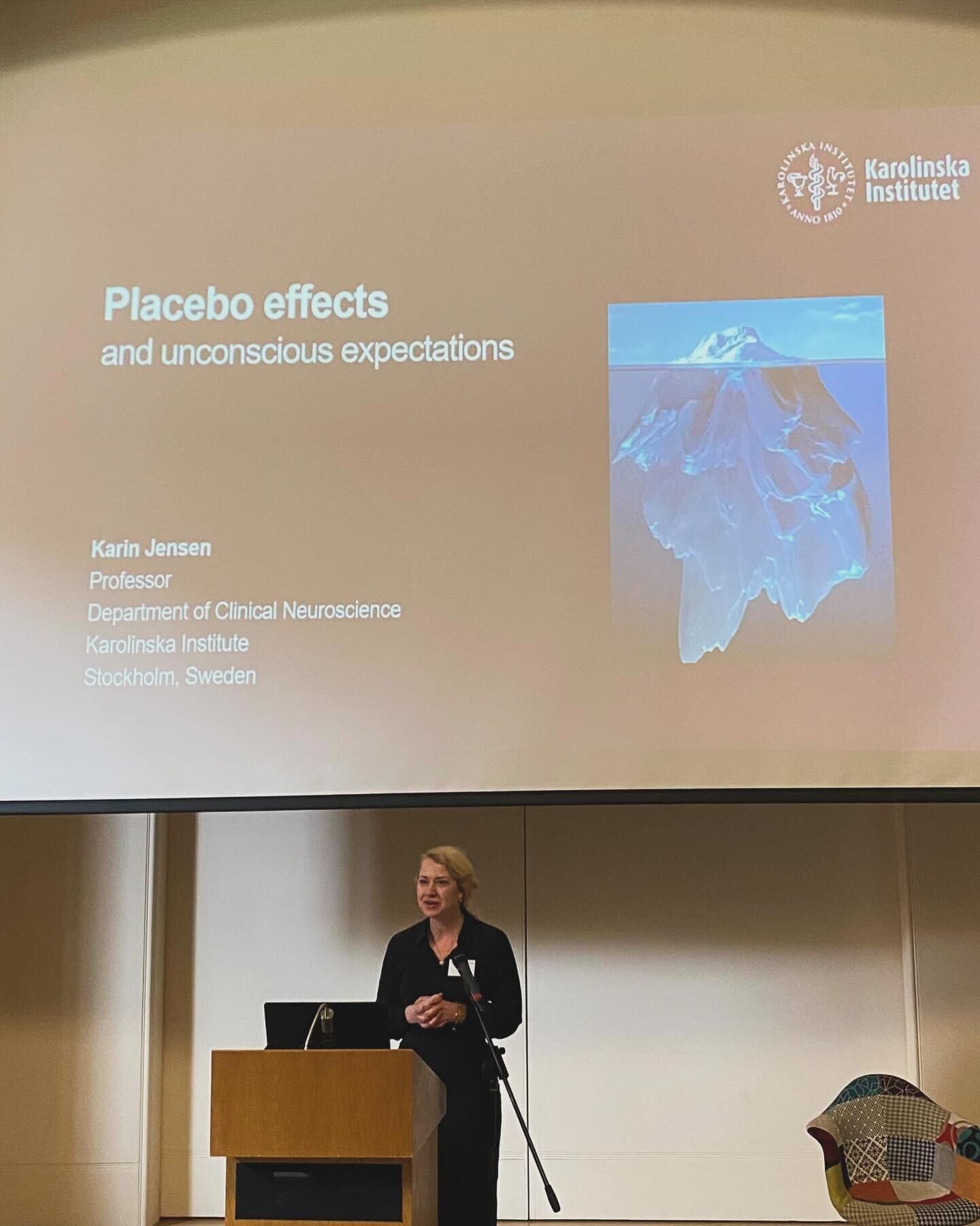 Professor and research group leader Karin Jensen lecturing about the placebo effect at the Oxford Health Pain Conference @oxford_uni

#ohbrc #painreseaech #placebo