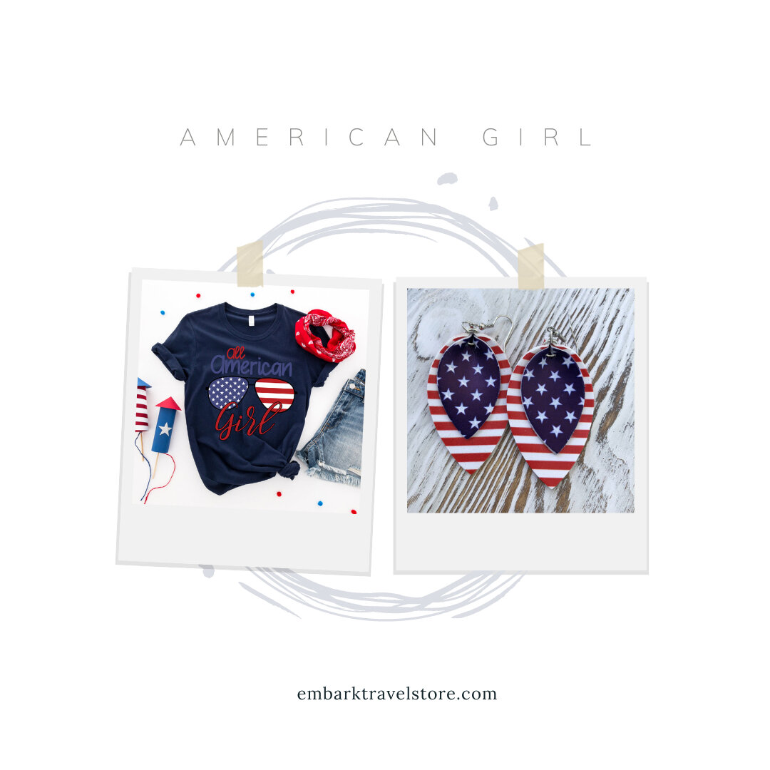 The perfect outfit for American summer style! (Shop both pieces from America the Beautiful Collection from link in bio.)​​​​​​​​
​​​​​​​​
The All American Girl T-Shirt ​​​​​​​​
Celebrate your American heritage with the All American Girl T-shirt! Feat
