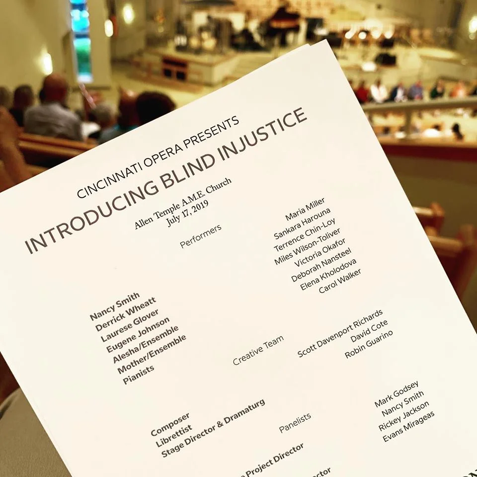 Photo credit: Pavan Parikh Cincinnati Opera premiered Blind Injustice exploring the true stories of six people who were wrongfully convicted and imprisoned before freed by the Ohio Innocence Project.