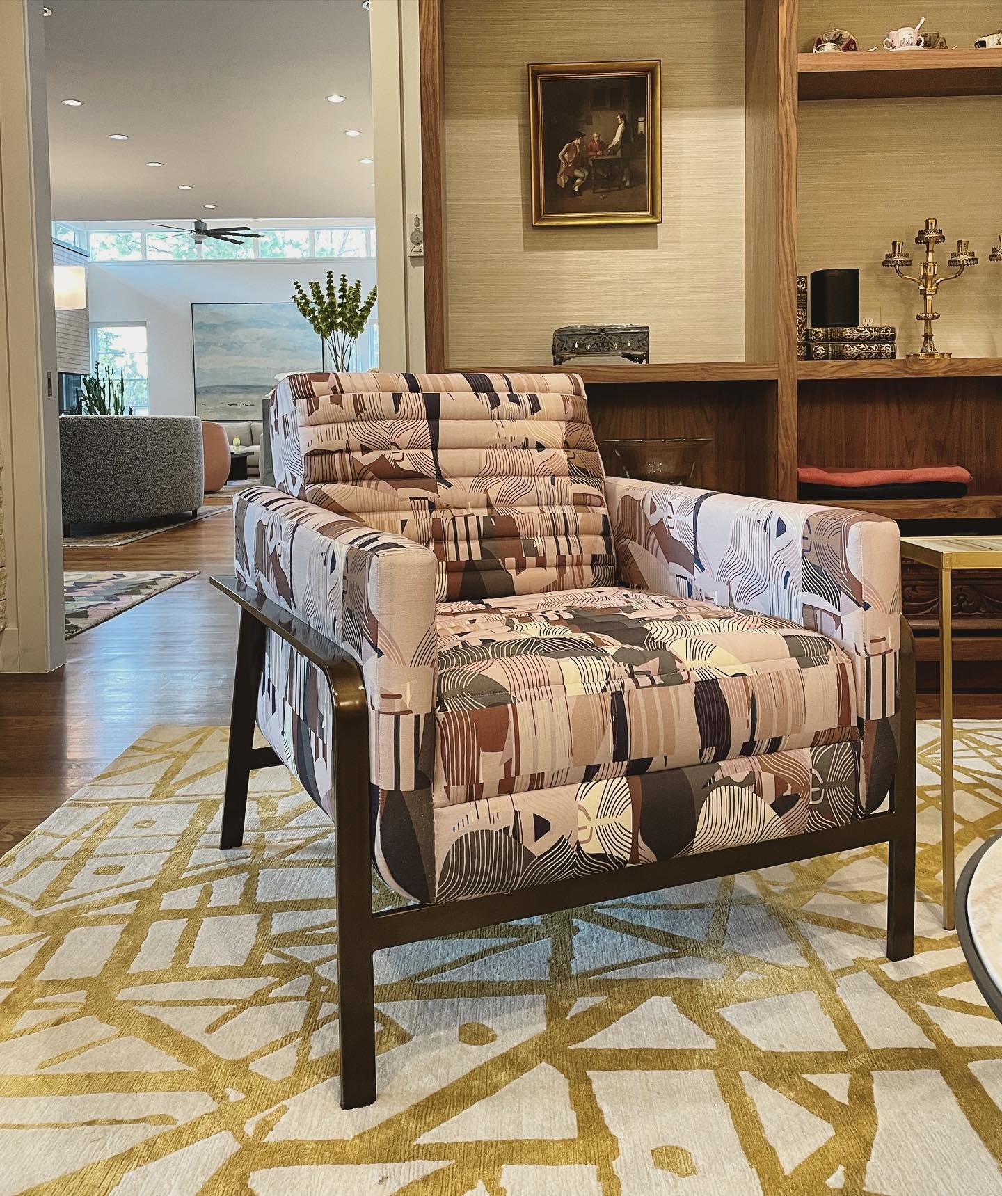 Essential: The custom upholstered chairs in fabric by @kristy_stafford