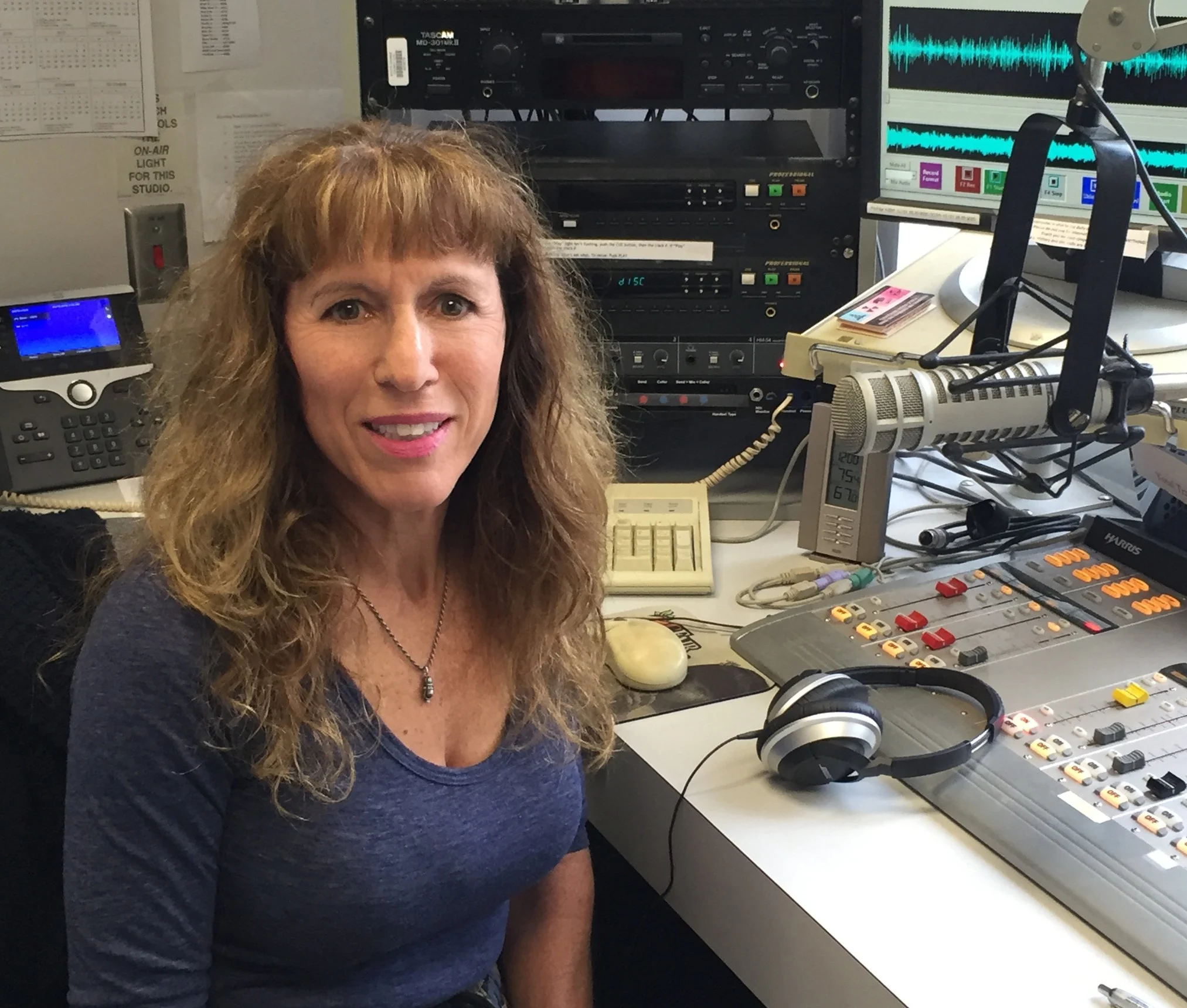 Dawn Kamber at work in the 88.5 FM newsroom.