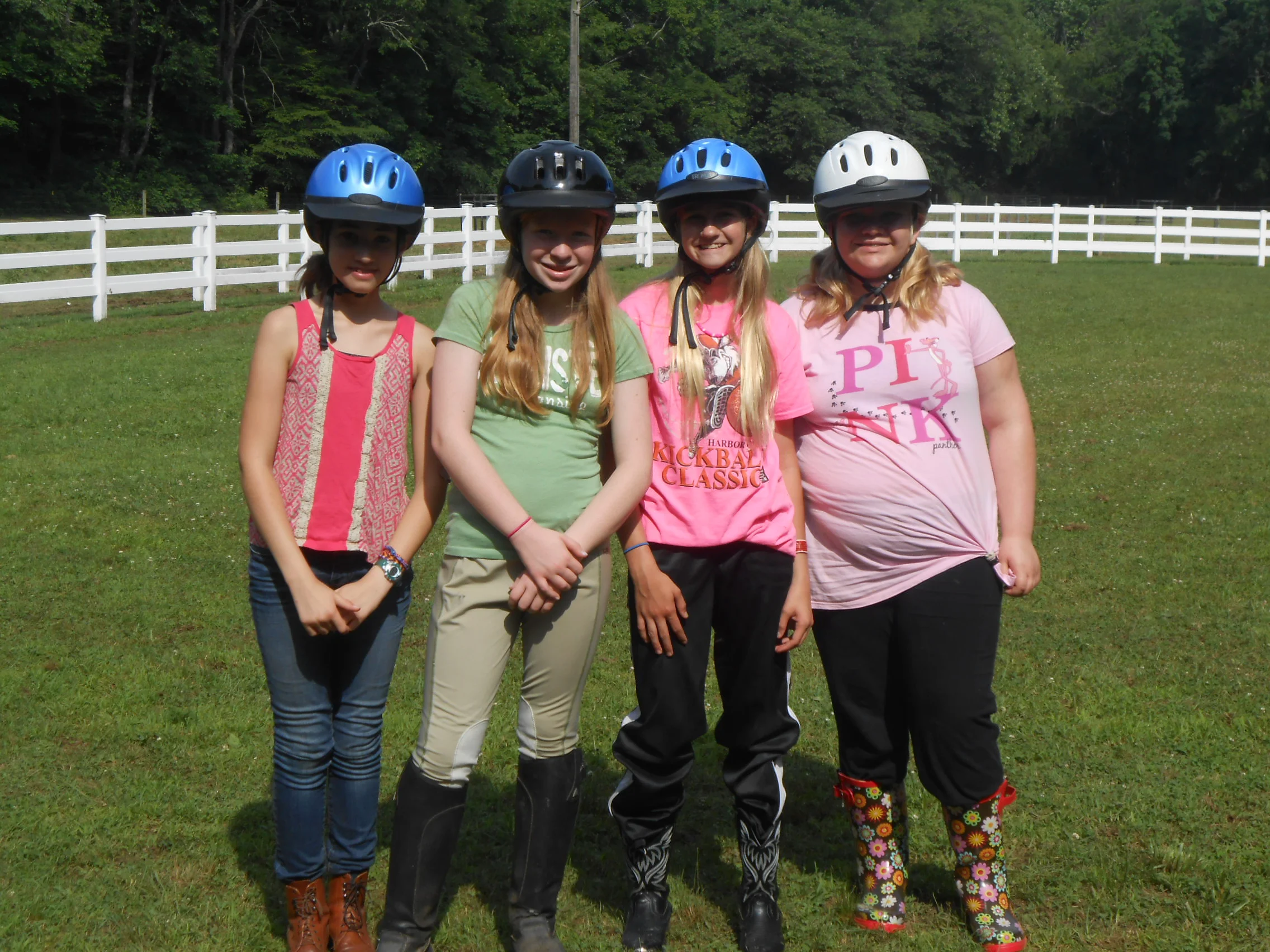 Girl Scout Juniors prepare for equestrian activities at Camp Skymeadow outside Pittsburgh. Photo by Lisa Shade, Girl Scouts Western Pennsylvania.