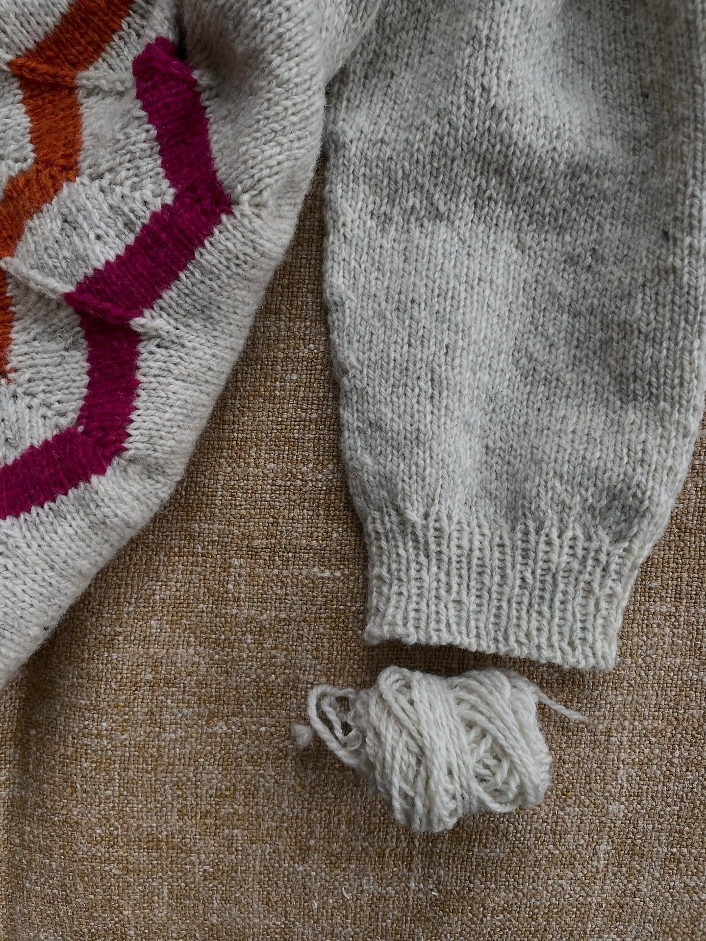 Who guessed that I would have enough?  After yesterday&rsquo;s selfie I did the math about my remaining yarn versus my remaining amount of sleeve to knit = weigh the ball to estimate the yardage then determine the length of yarn required per round. M