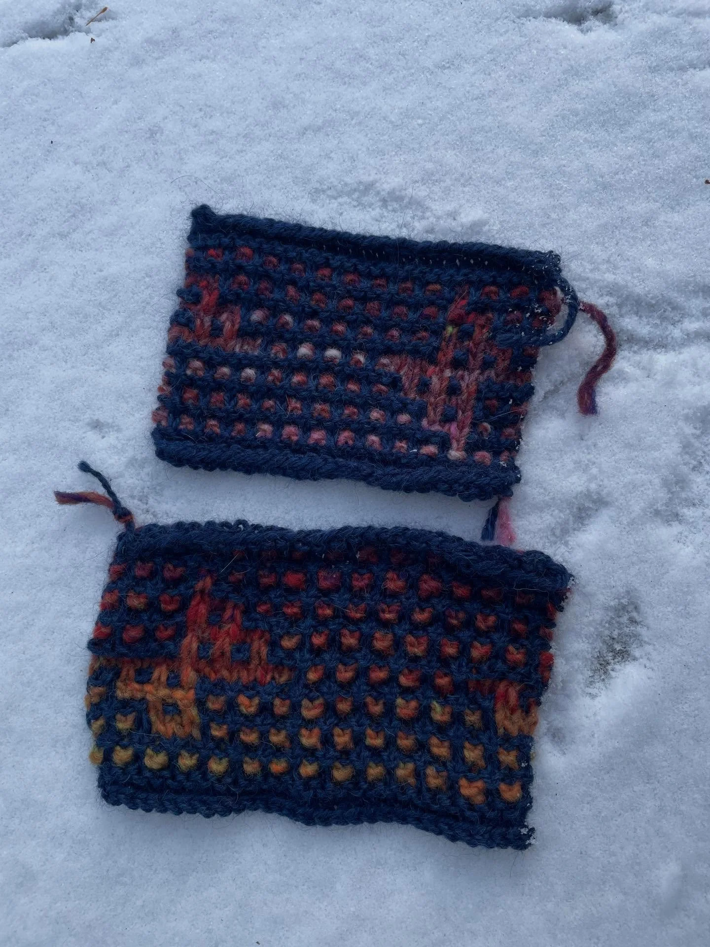 Took some time out from knitting fingers in my Happy New Year gloves to work up swatches for a Farfalle by @savoryknitting. The yarns are Berroco Ultra Alpaca and Noro Ito. Oddly enough I matched gauge on the second attempt with the recommended needl