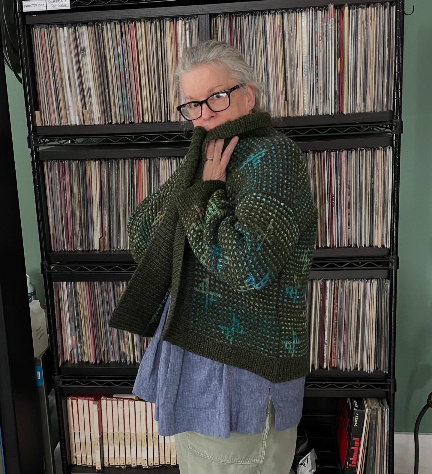 Finished #farfallecardigan by @savoryknitting. Knit in Noro Ito and Berroco Mercado (such a good heathered algae green). This took me three weeks and I am glad to be done because I couldn&rsquo;t put it down except when it was blocking! #sweaterknitt