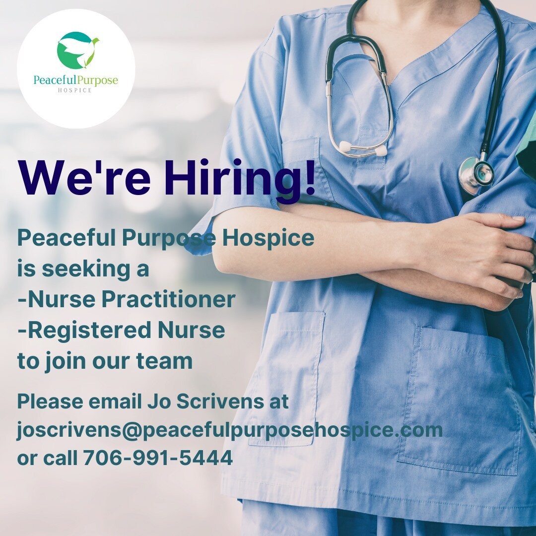 Grow With Us!!⠀⠀⠀⠀⠀⠀⠀⠀⠀
Please email Jo Scrivens at joscrivens@peacefulpurposehospice.com for more information. ⠀⠀⠀⠀⠀⠀⠀⠀⠀
.⠀⠀⠀⠀⠀⠀⠀⠀⠀
#nowhiring #nursesneeded #nursesforhire #helpwanted