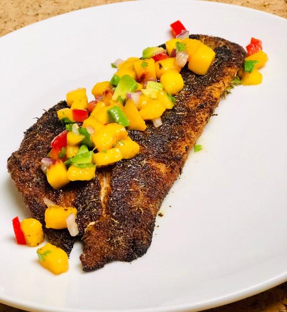 Blackened Red Snapper with Peach Salsa