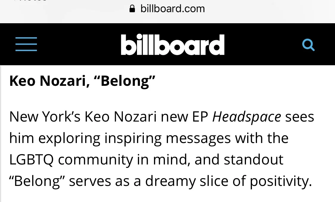 Billboard reviews “Belong” plus playlist add!