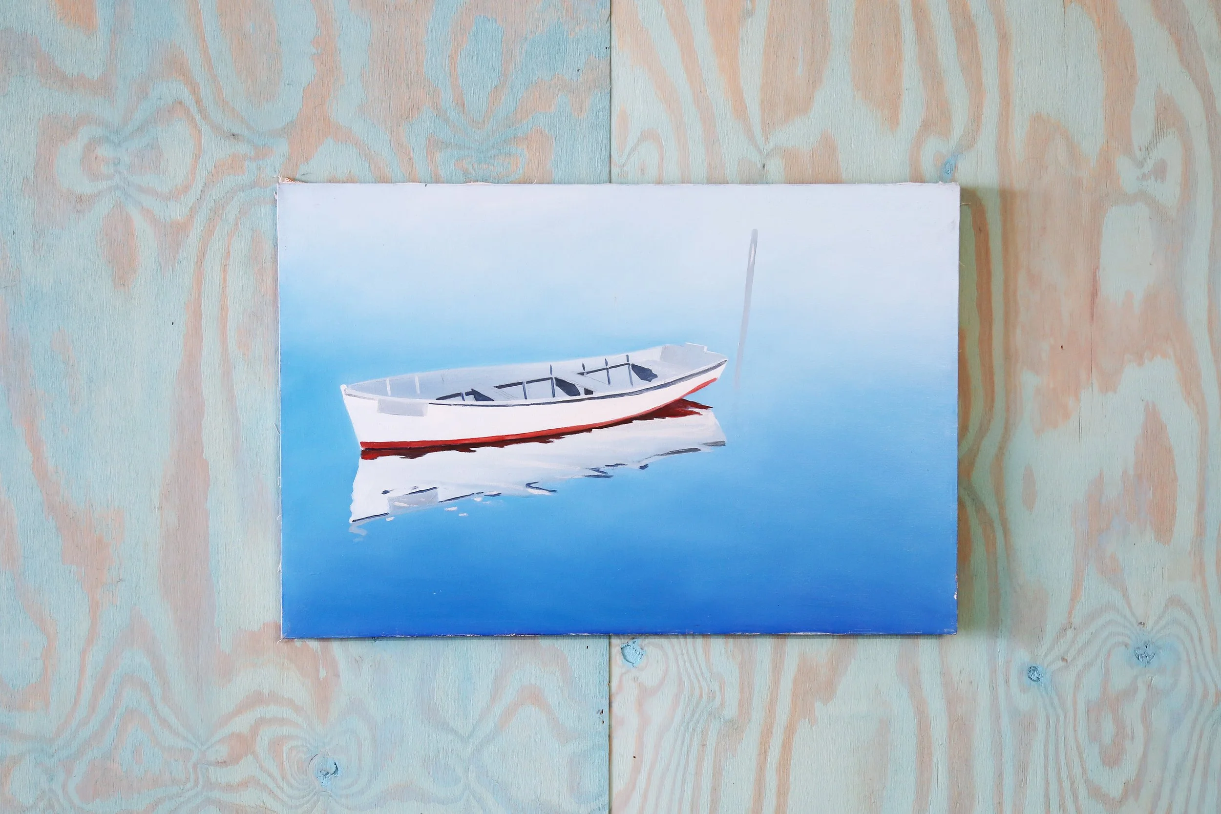 Fishermans Skiff OIl on Canvas Painting Hank Pugh  Norfolk Va 36x24