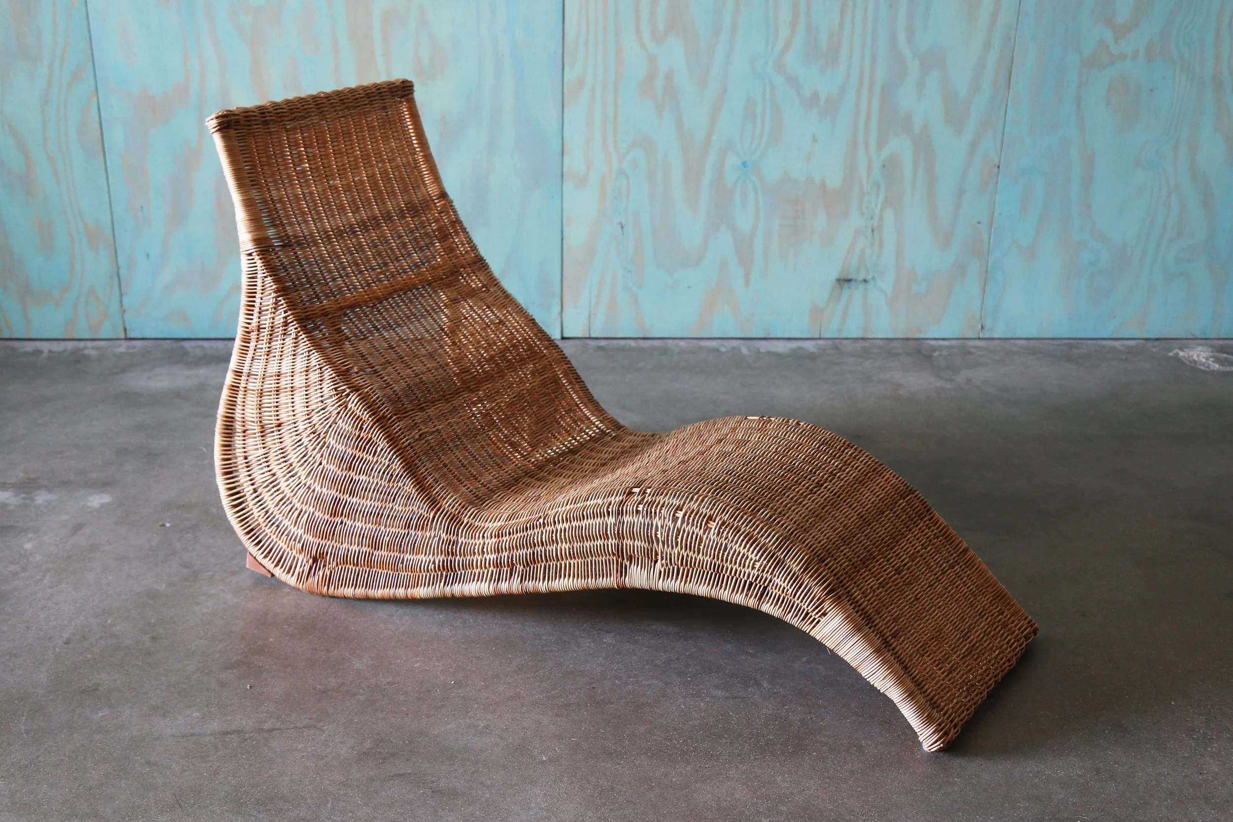 Karl Malmvall for Ikea "Karlskorna" Woven Rattan Chaise lounge chair c. 1990s