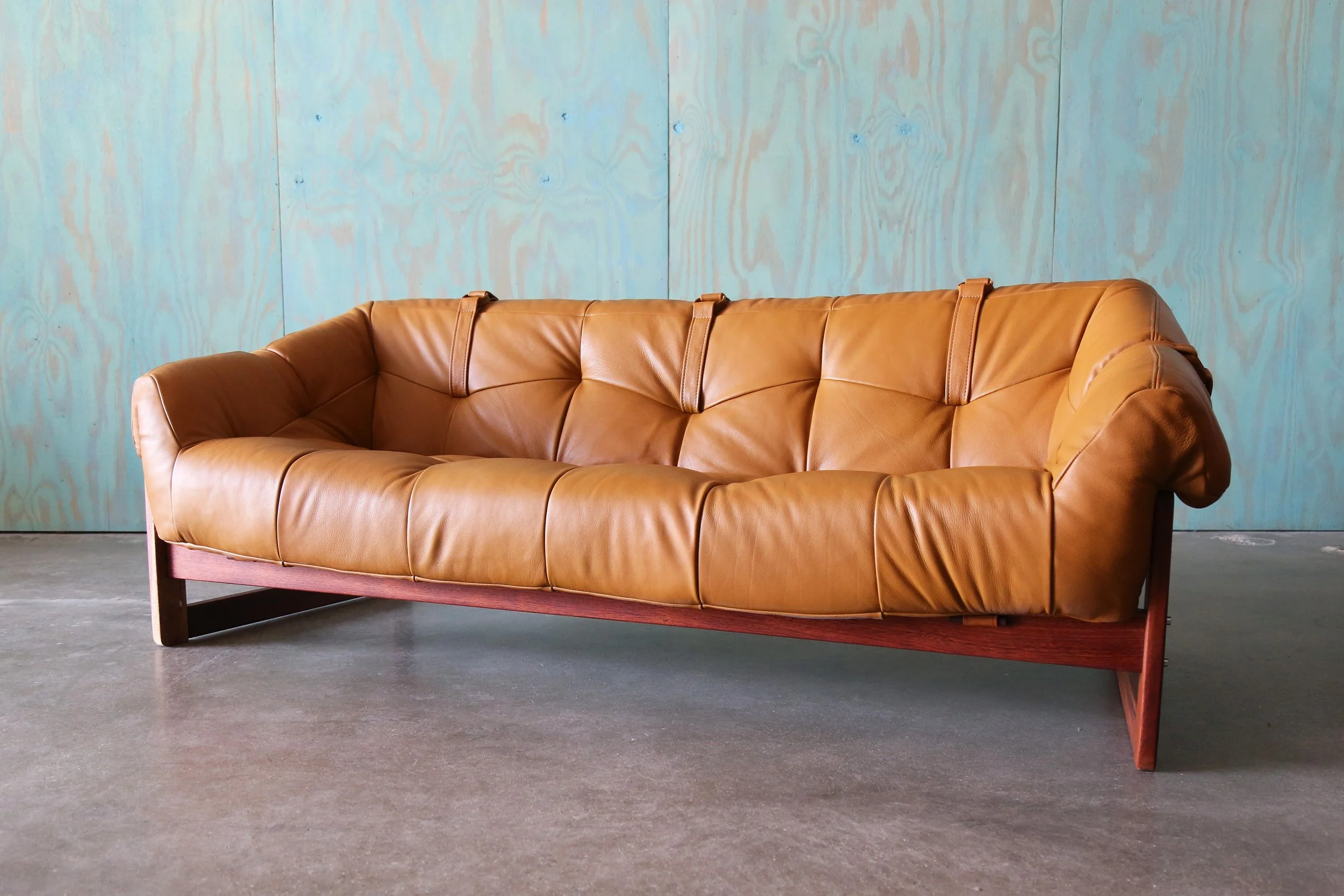 Percival Lafer MP-91 Yellow/Brown Sofa c 1970s
