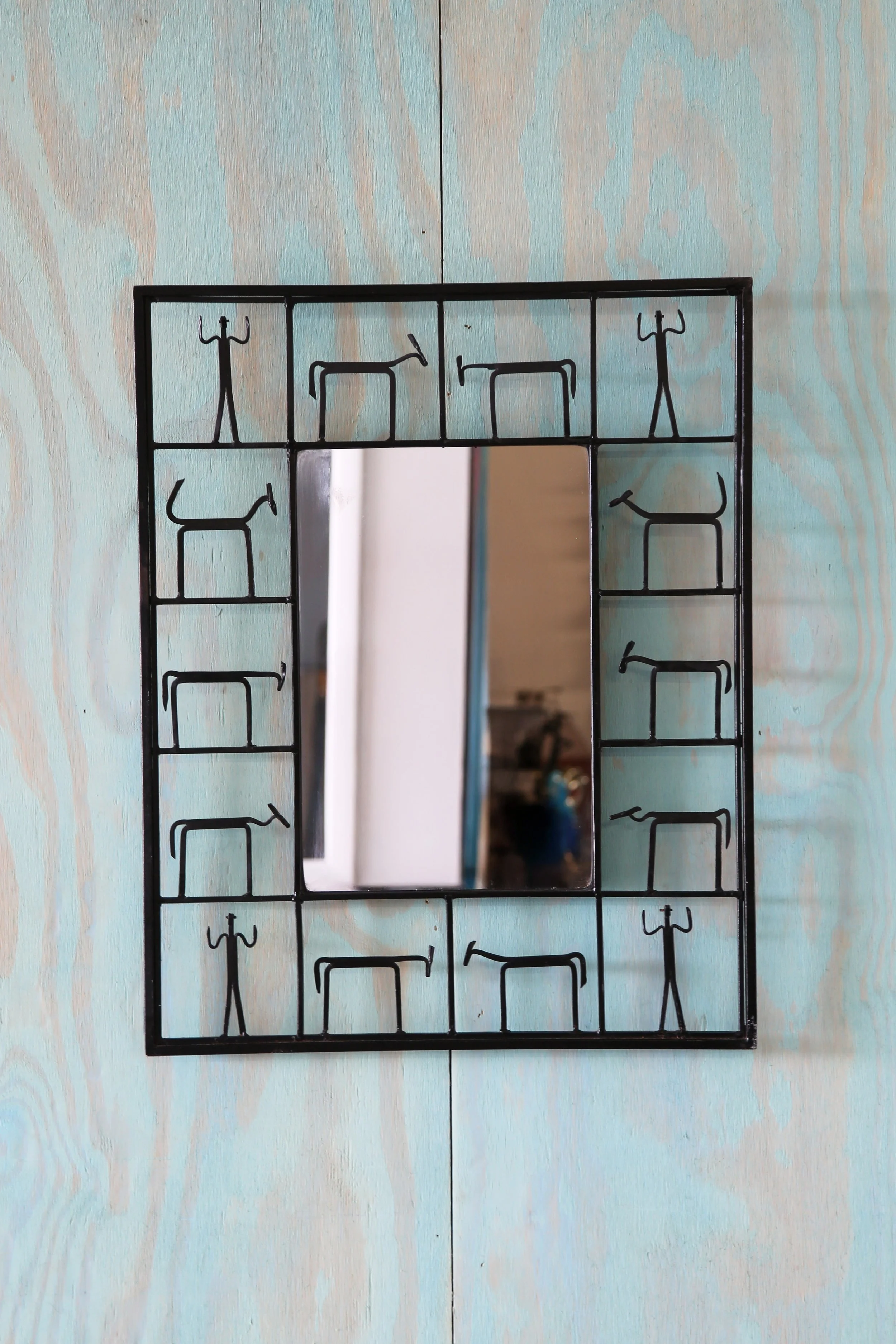 Designer Iron Mirror after Frederick Weinberg 2000's Pier1 imports