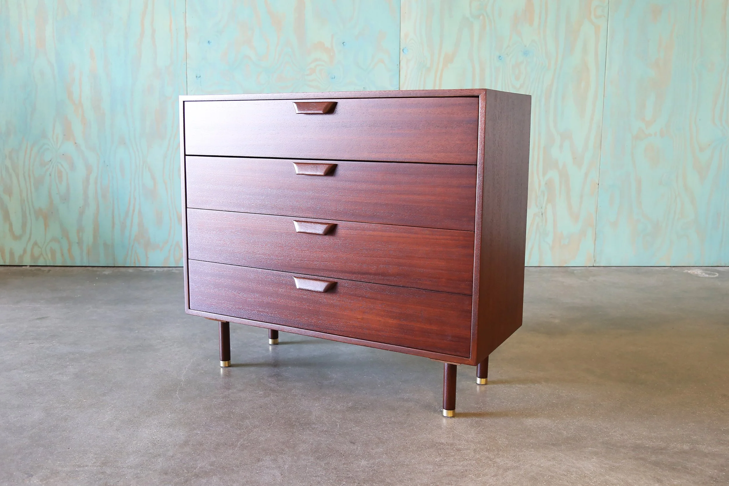 1950s Mahogany and Brass Harvey Probber Chest of Drawers Mid century Modern