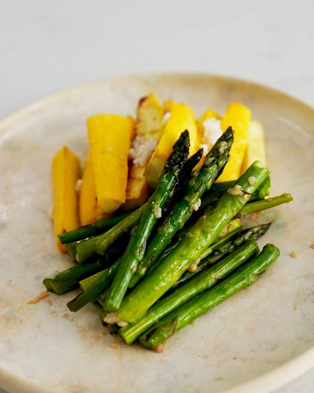 Spring Vegetables, Simply Elevated — Shio Koji Roasted Asparagus &amp; Yellow Squash
