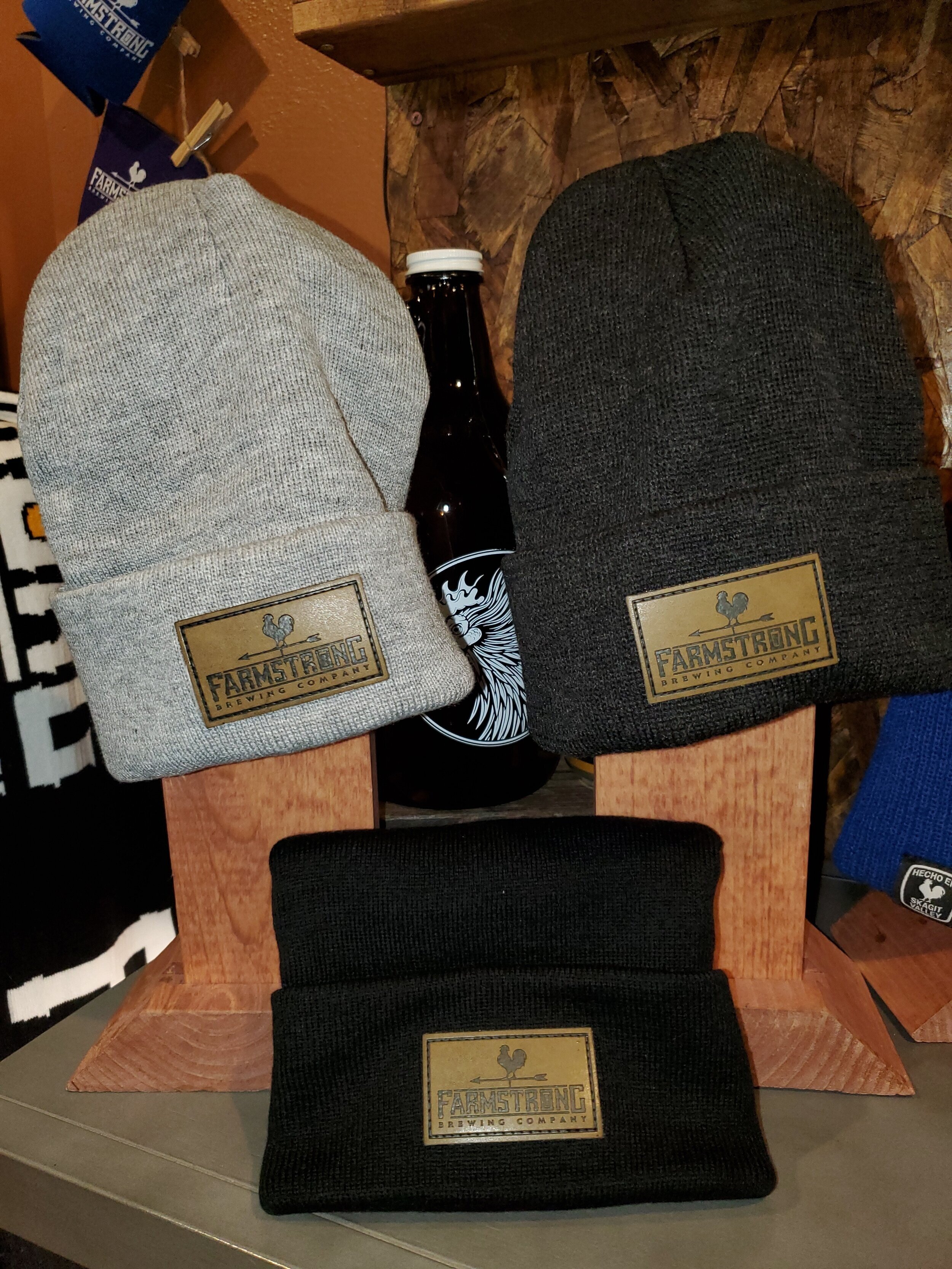 Leather Patch Beanies - $15