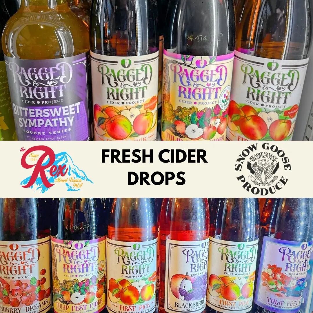 Grab some of the latest and greatest bottle offers from Ragged and Right while visiting our friends at @snow_goose_produce and @the_rex_bar_and_grill 

#pnwcider #tulips #skagitvalley #hardcider #washington