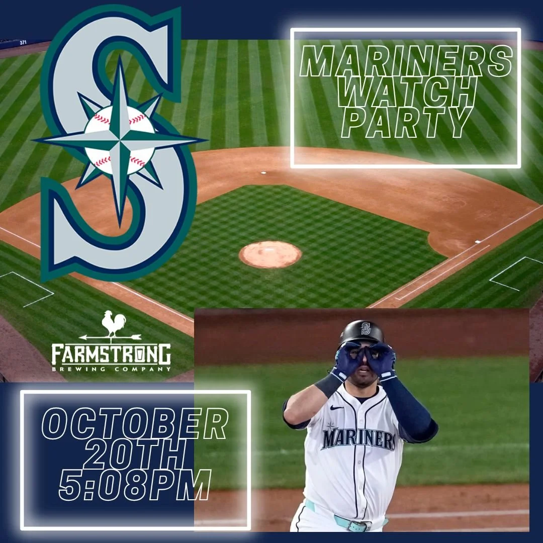 Game 7&rsquo;s better with Farmstrong brews and your Skagit fam 🍻 Join us for a watch party tonight! First pitch at 5:08&mdash;come early to snag your spot. Rooted Kitchen is closed on Mondays, so feel free to bring your own food. Let&rsquo;s go M&r