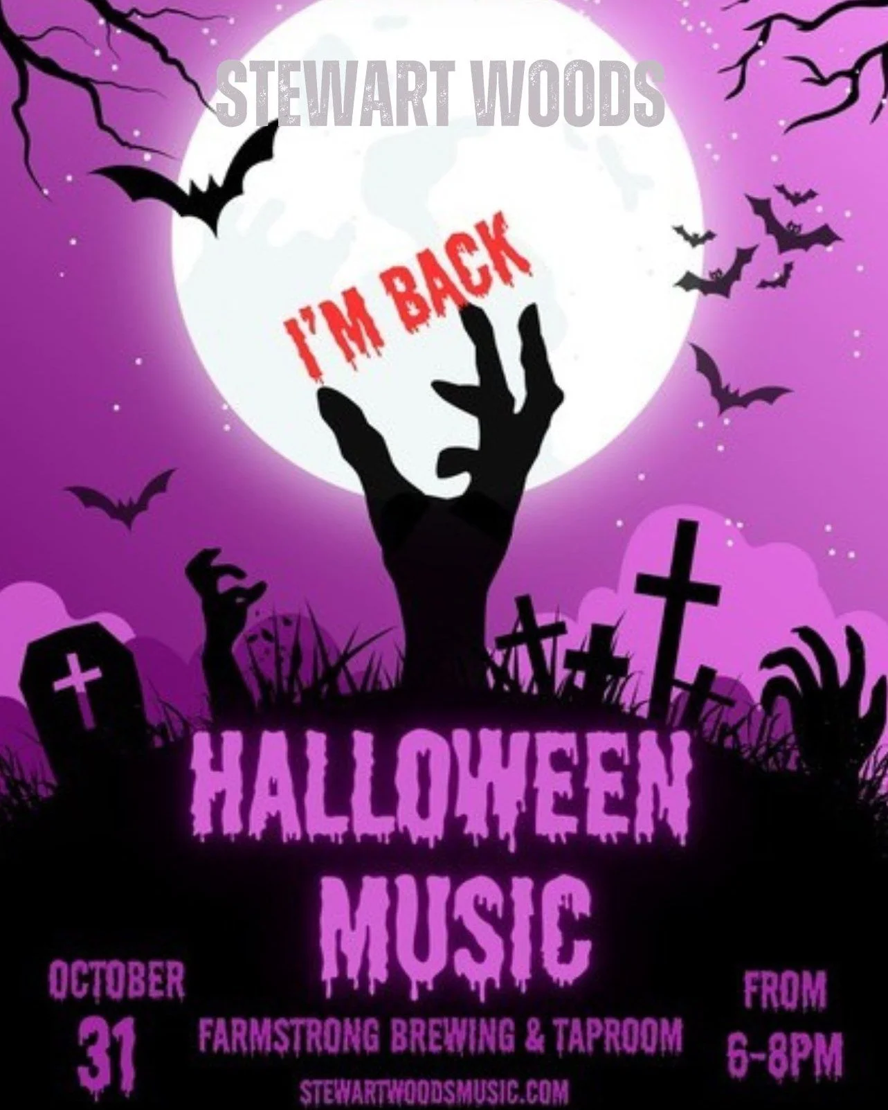 Join us for a special Friday night concert for our annual Halloween Party with Stewart Woods! Listen to him tickle the ivories during some spooky, Halloween songs!
Plus, TWO costume contests! One for humans and one for our furry friends so come dress