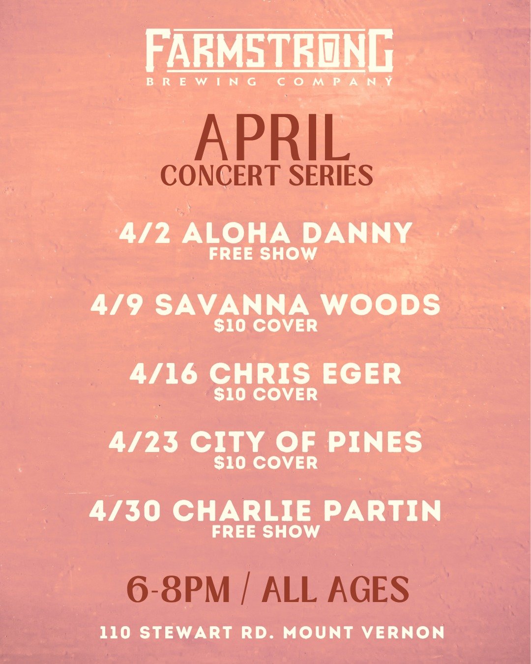 April is a special time in Skagit Valley, as warmer weather arrives and vibrant blooms draw visitors to our beautiful corner of the state. 🌷

We&rsquo;re excited to share an incredible lineup of live music this month! Join us every Thursday from 6&n