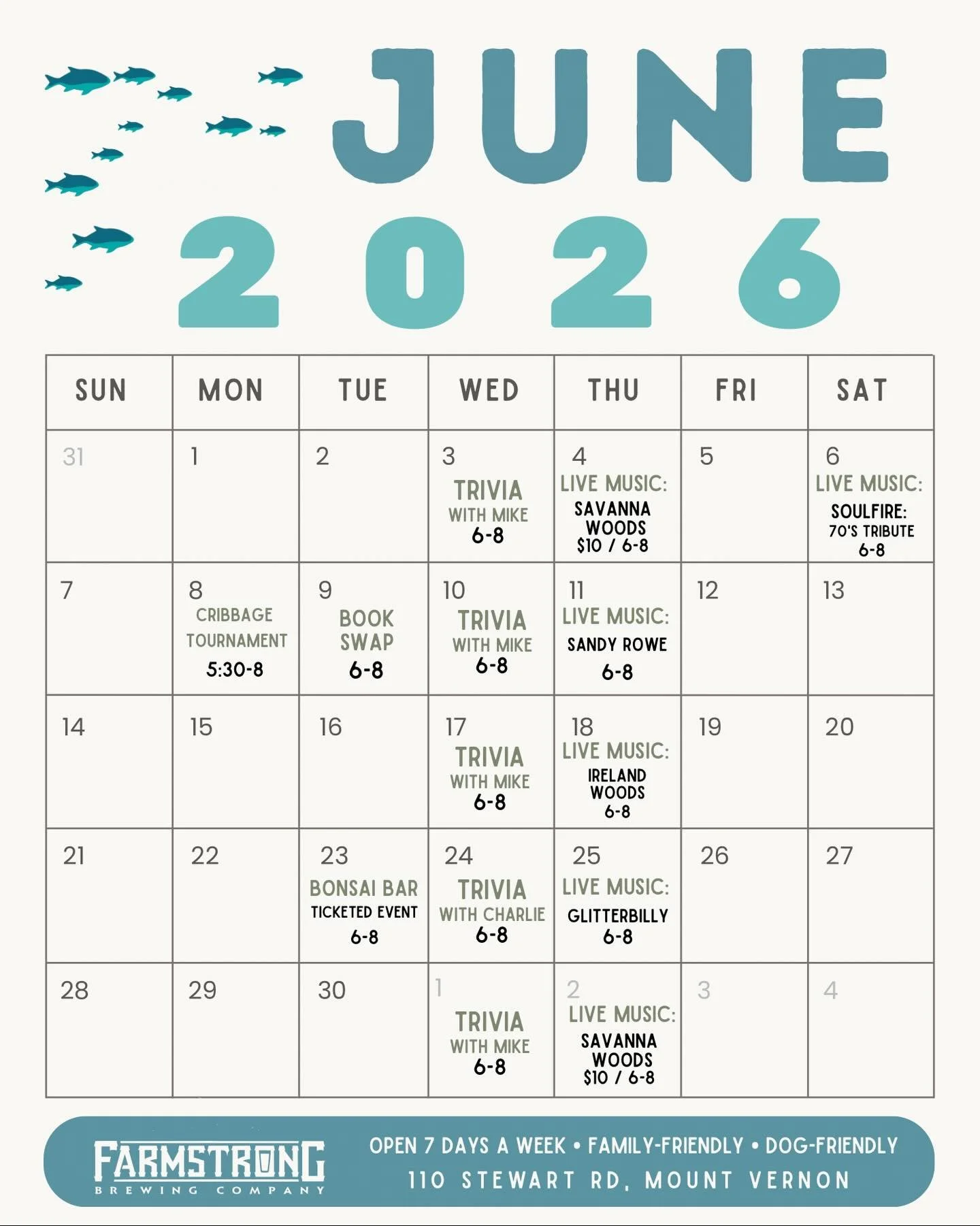 Your June plans just got even better!🍻 

Check out our fresh lineup of live music &amp; other events, and come join in on the fun all month long 🌞 

#skagitvalley #farmstrong #drinklocalbeer #familyfriendlybrewery #dogfriendlybrewery