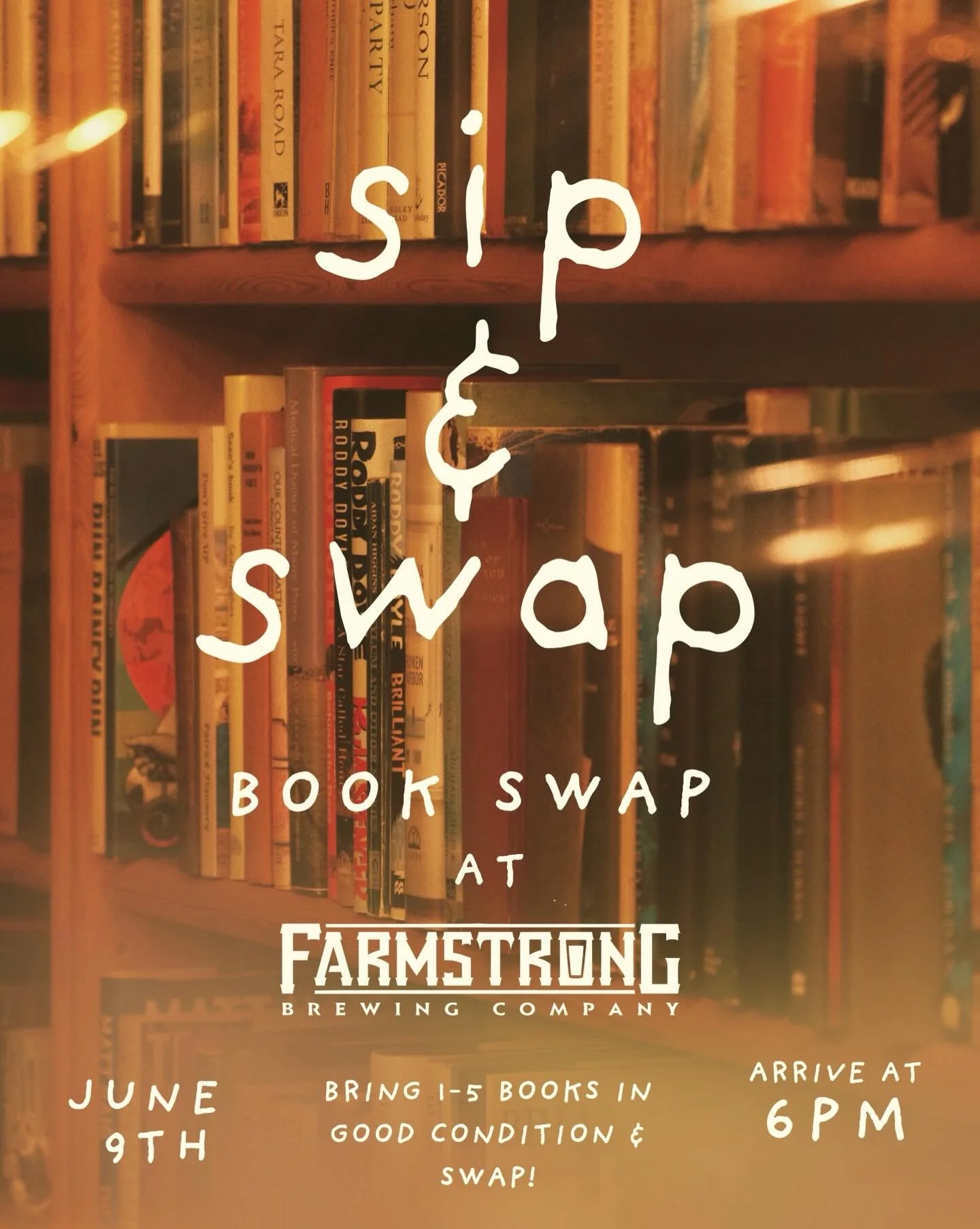 Calling all book lovers!! 📚 

Join us in the taproom tonight, June 9th for an evening of books, brews &amp; connection with fellow readers! Book swap = send your old books to a new home, and find some new ones home with you! 
Hosted by Sierra ✨

How